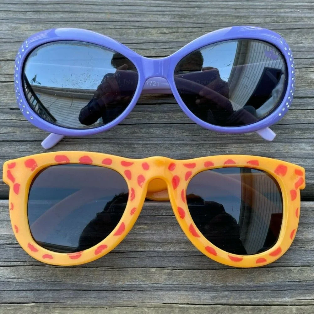 Girl Sunglasses Young Kid Eye Wear Lot of 2 Shade Yellow and Blue Sunglasses